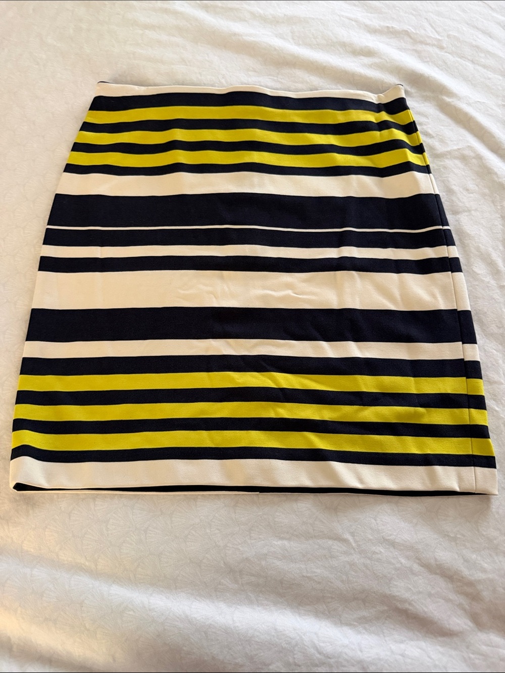 Striped Pencil Skirt in navy, White & Yellow